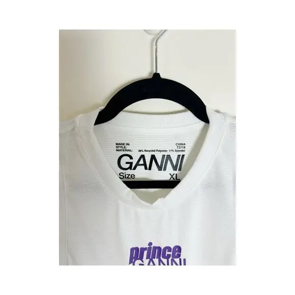 GANNI x Prince Active Mesh White Top Size XL Tops